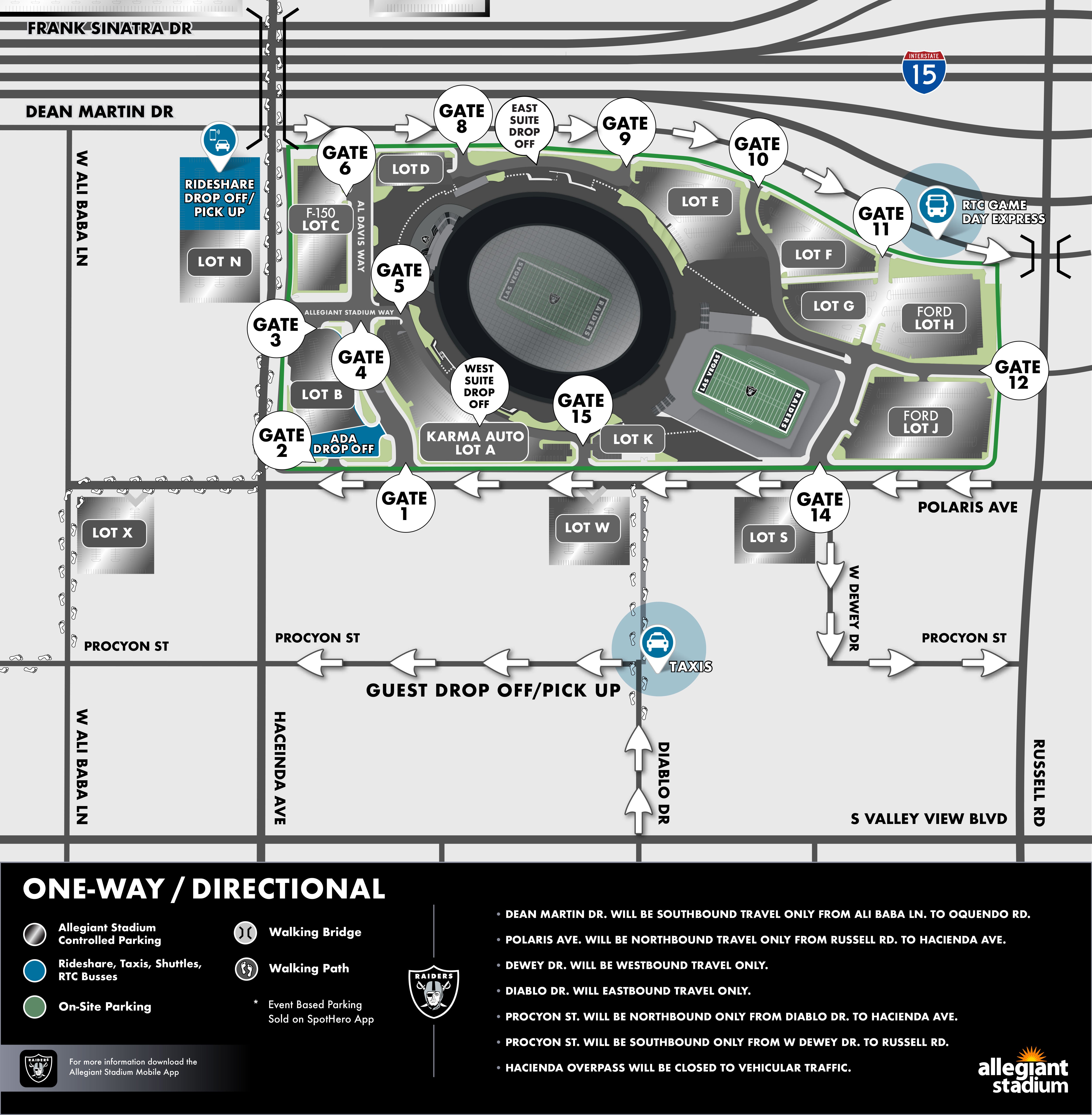 Directions & Parking, Official Website of Allegiant Stadium